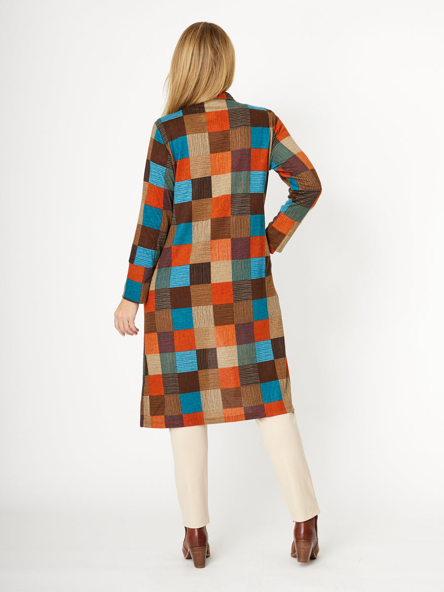 Multi Check Knit Jkt - Choc/Orange - 32074 – WD Designs Wholesale