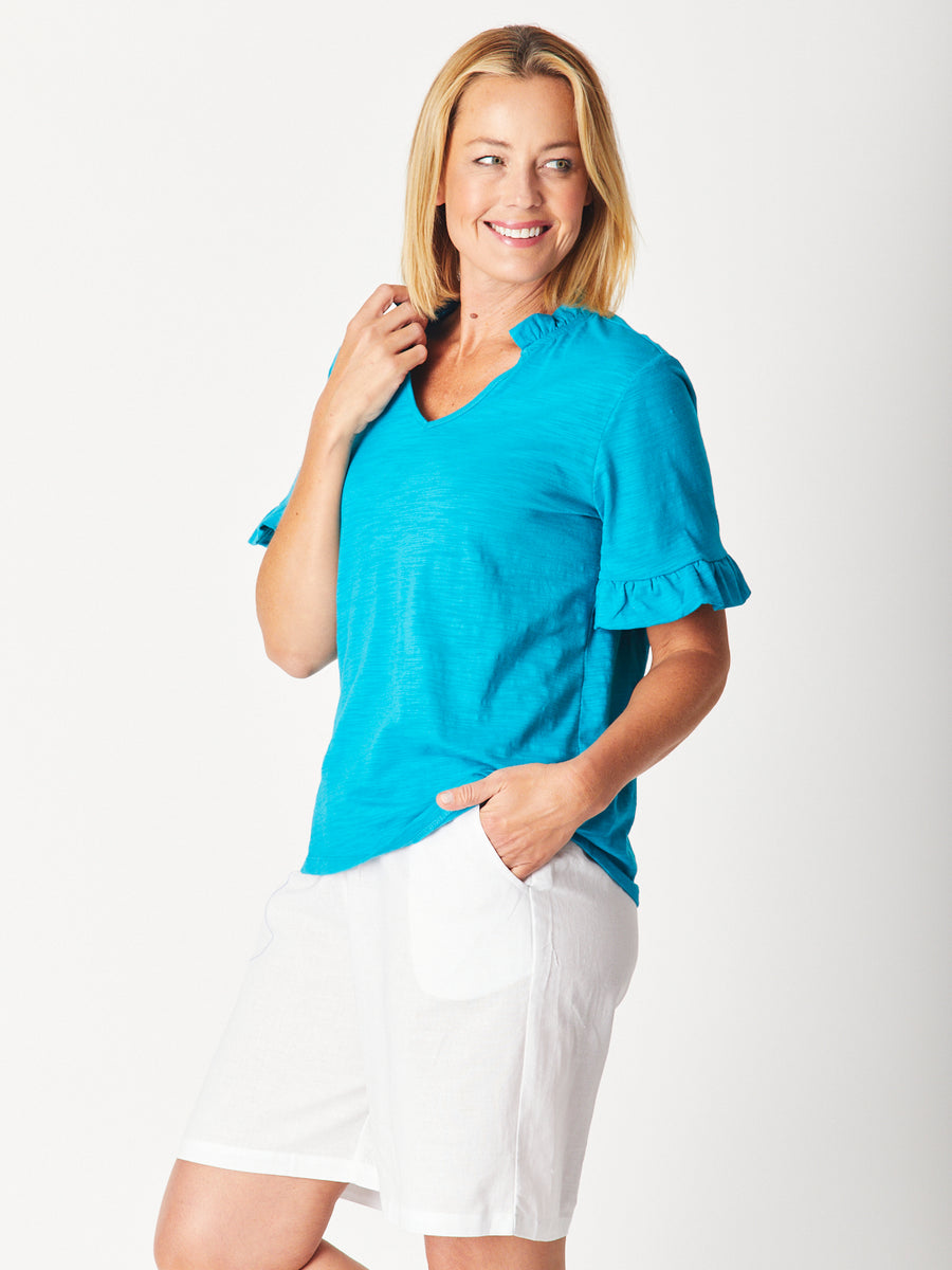 RUFFLE TEE TOP - OCEAN 29016-S – WD Designs Wholesale