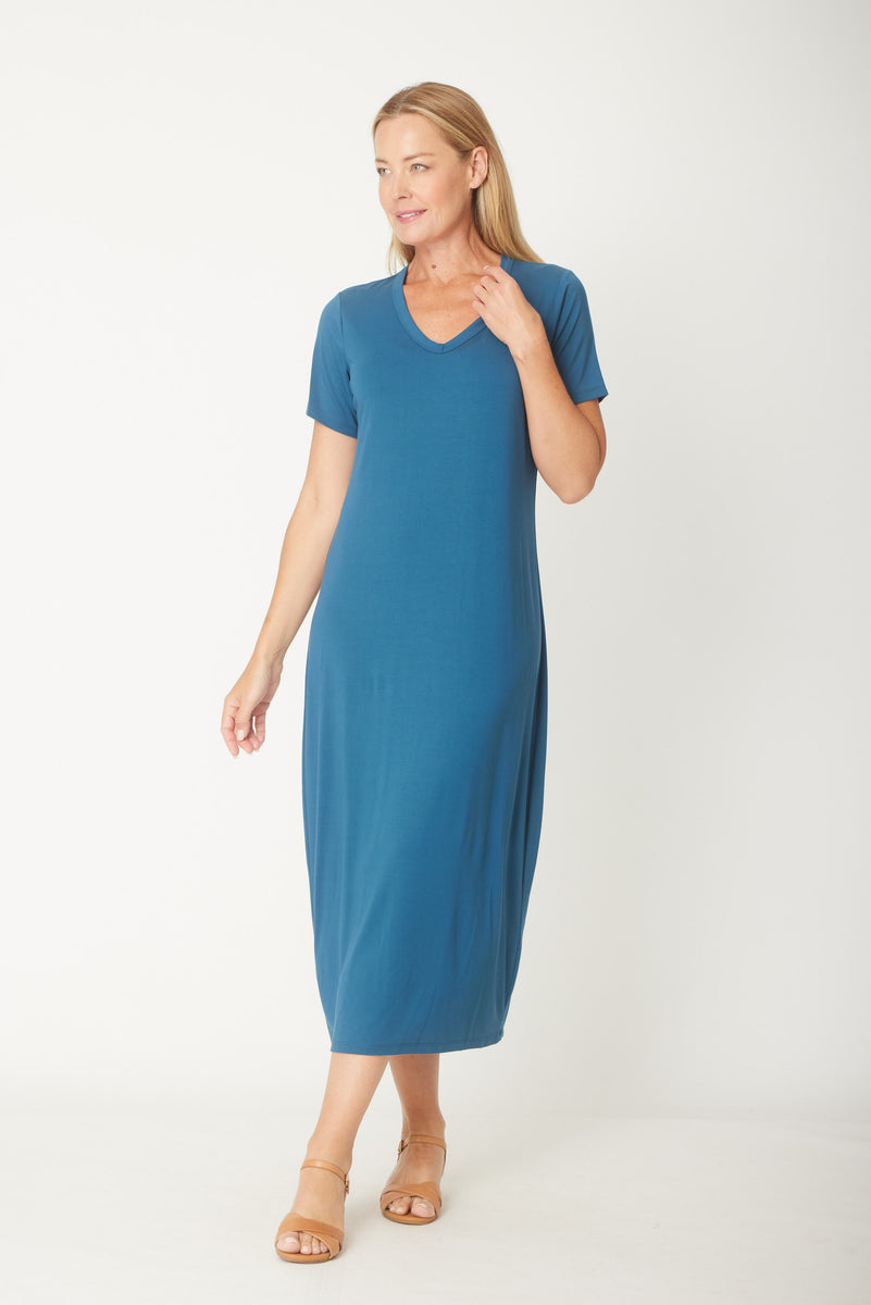 The V Neck Bamboo Maxi - Dusty Blue - 30095 – WD Designs Wholesale