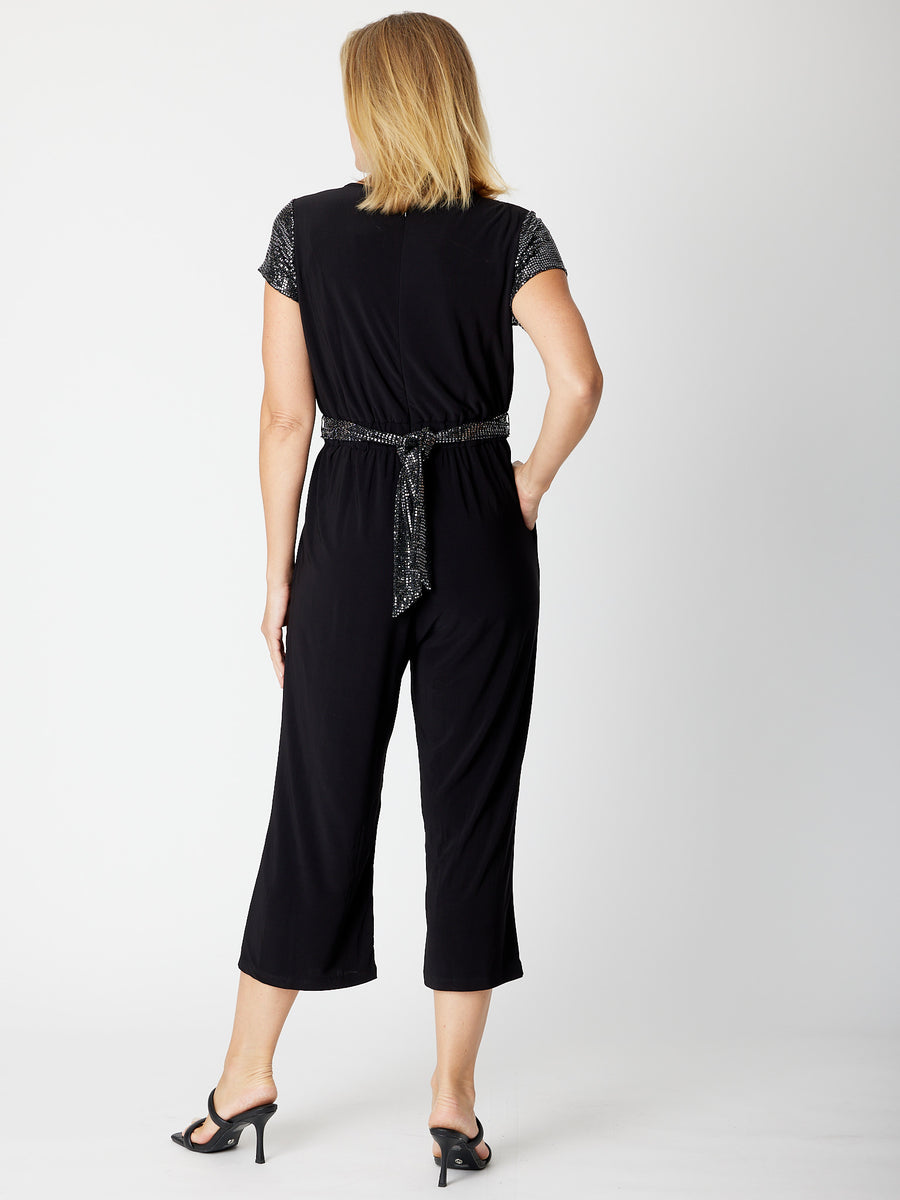 Sequin Jersey Jumpsuit - Black/ Silver 30184 – WD Designs Wholesale