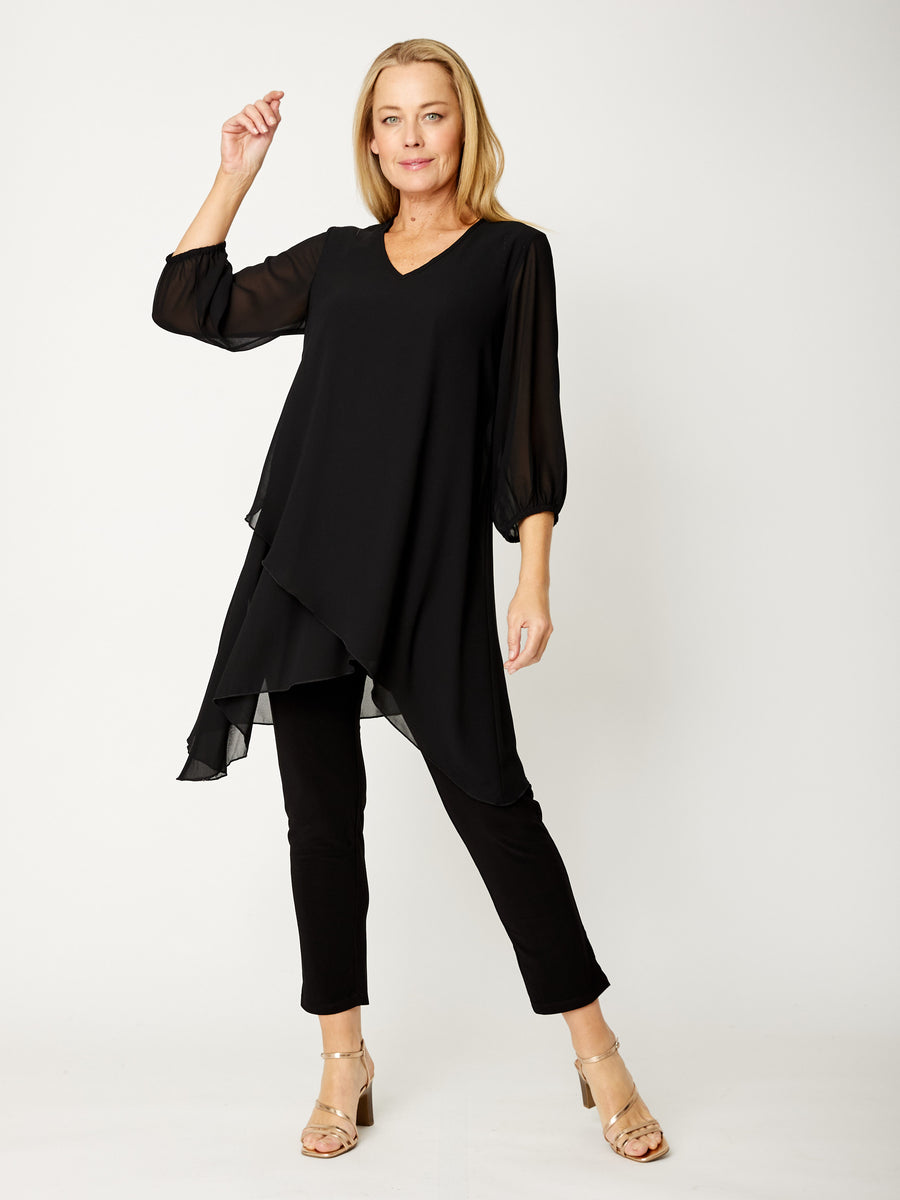 Andy Chiffon Overlay Tunic - Black - 32081 – WD Designs Wholesale