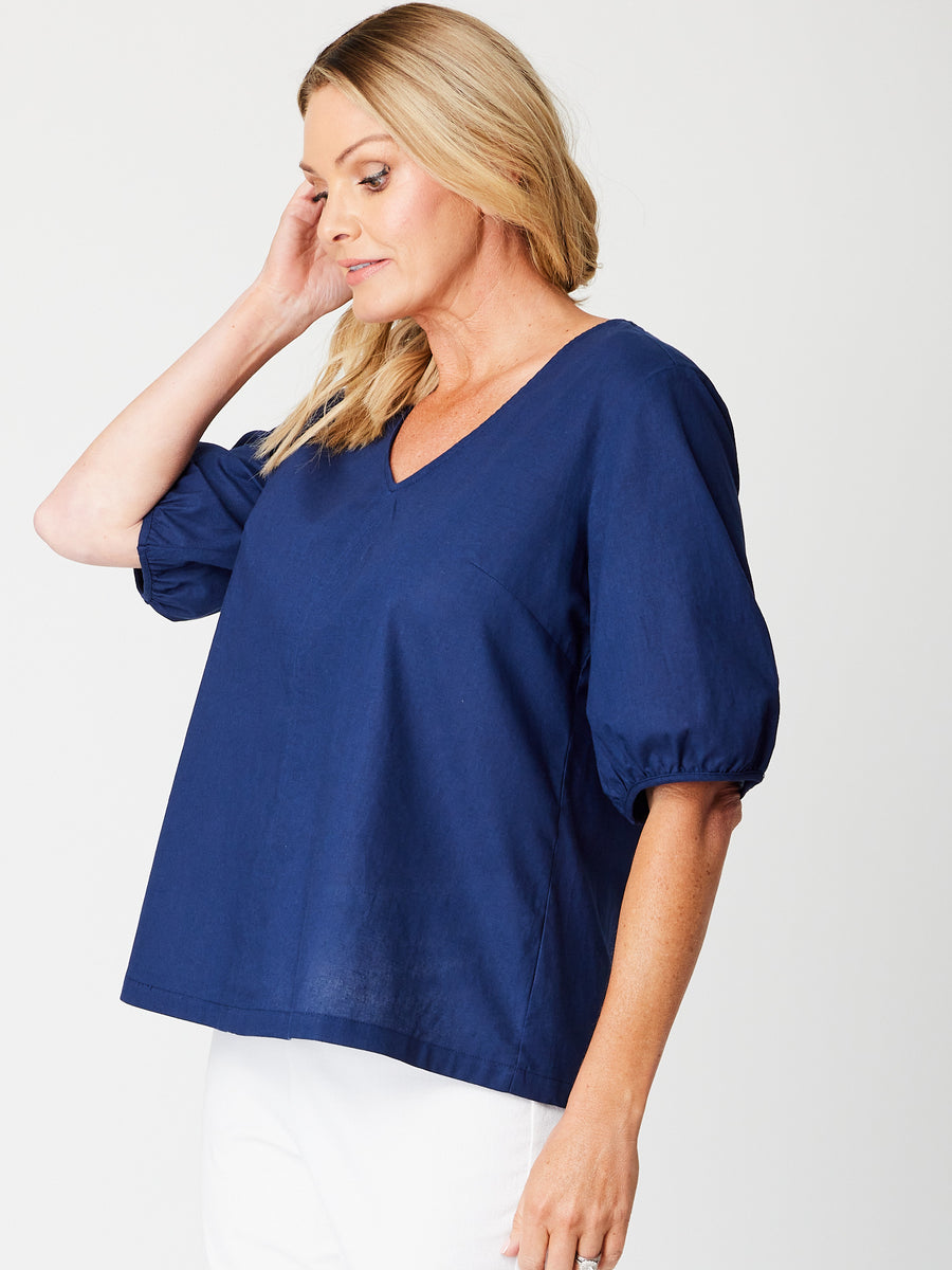Victoria Linen/Cotton Core Top - Navy - 31409 – WD Designs Wholesale