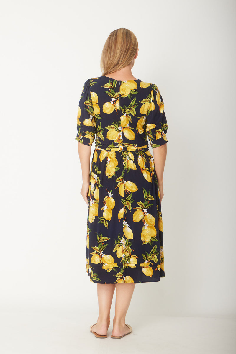 Lemon Midi Dress-- Navy/Lemon - 31446 – WD Designs Wholesale
