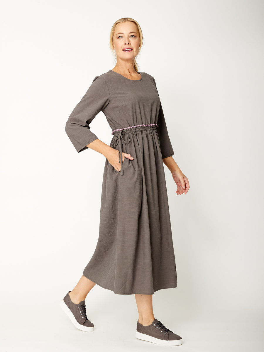 Contrast Overlock Dress - Steel - 31898 – WD Designs Wholesale