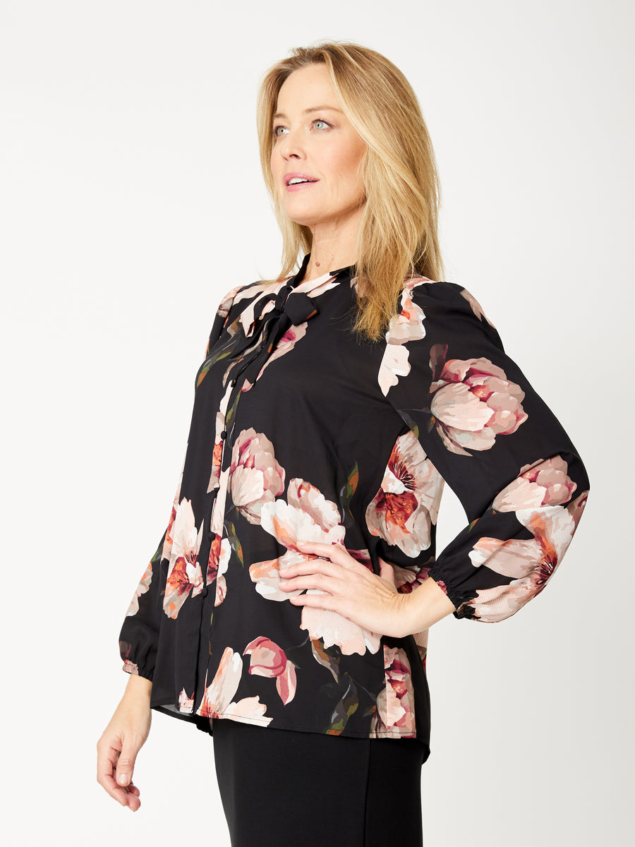 Wren Pussy Bow Top - Floral - 31894 – WD Designs Wholesale