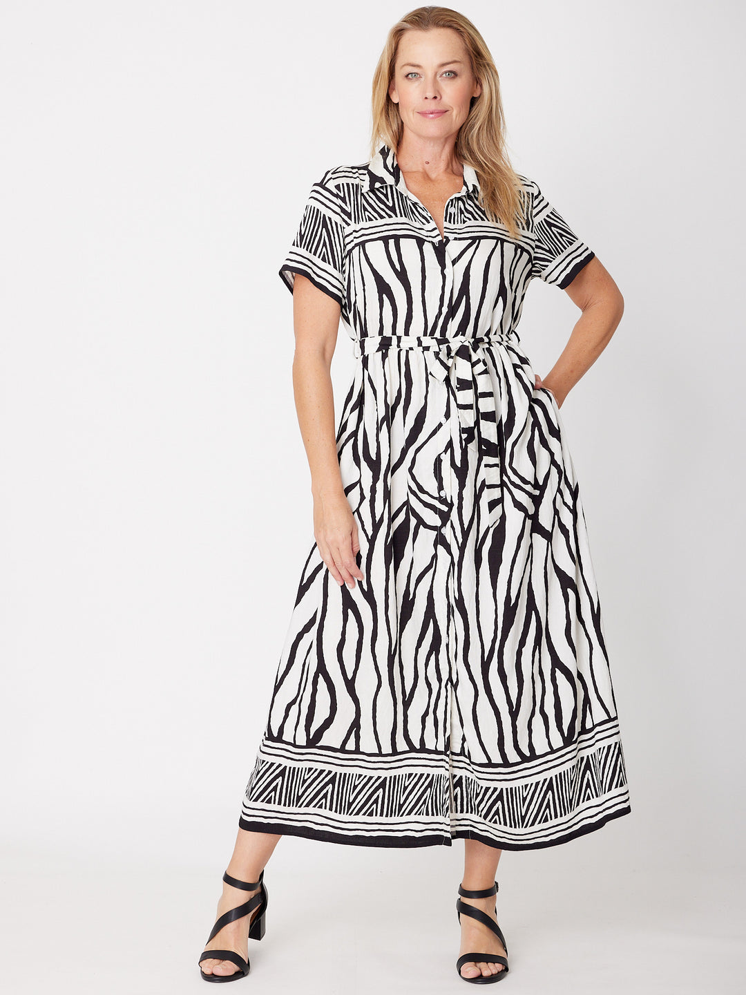 Border Shirt Maker Dress - Black