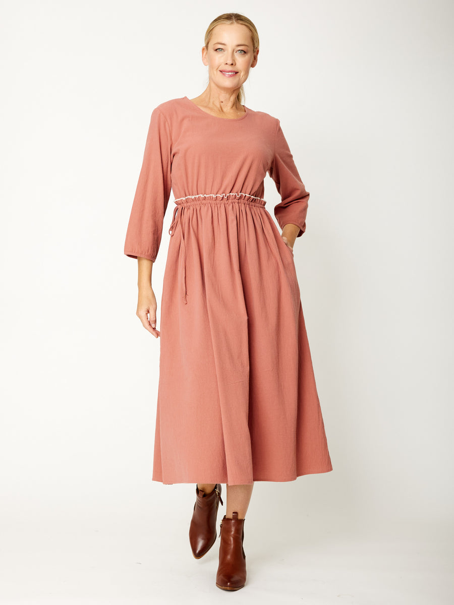 Contrast Overlock Dress - Cinnamon-31999 – WD Designs Wholesale