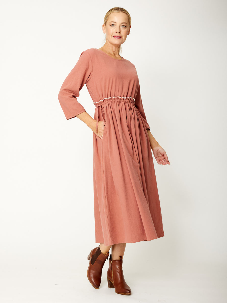 Contrast Overlock Dress - Cinnamon-31999 – WD Designs Wholesale