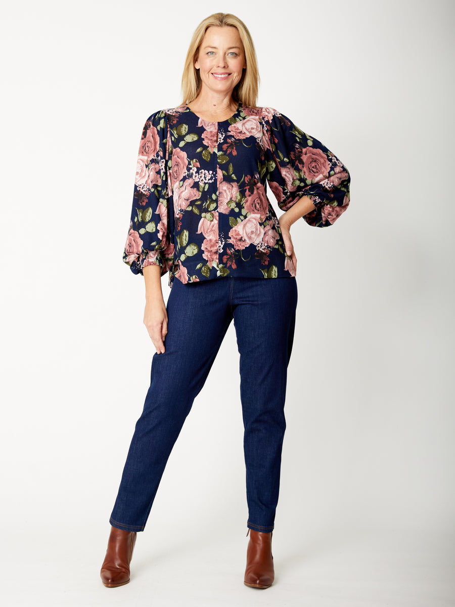 Sylvia Warm Jersey Top- Navy Pink - 32113 – WD Designs Wholesale