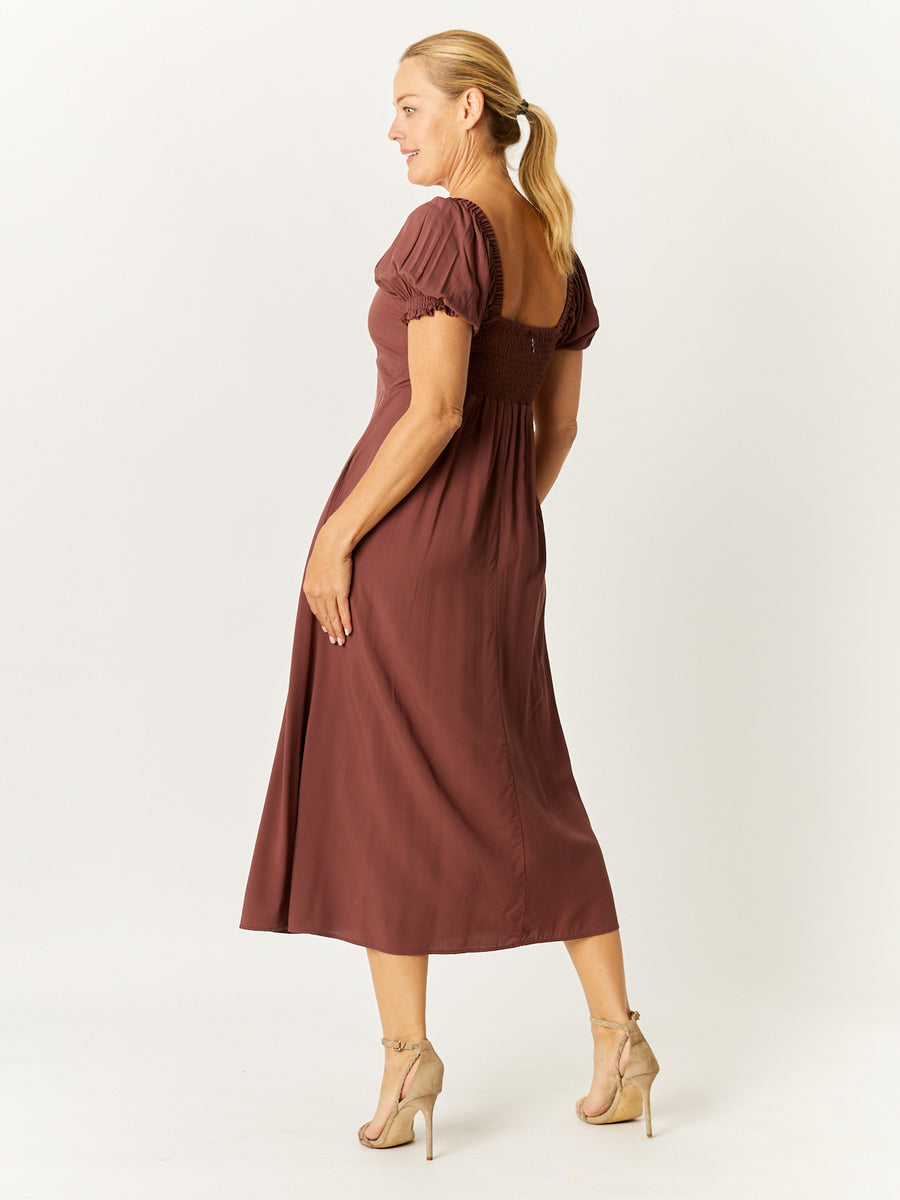 Core Tye Front Dress - Choc- 32771 – WD Designs Wholesale