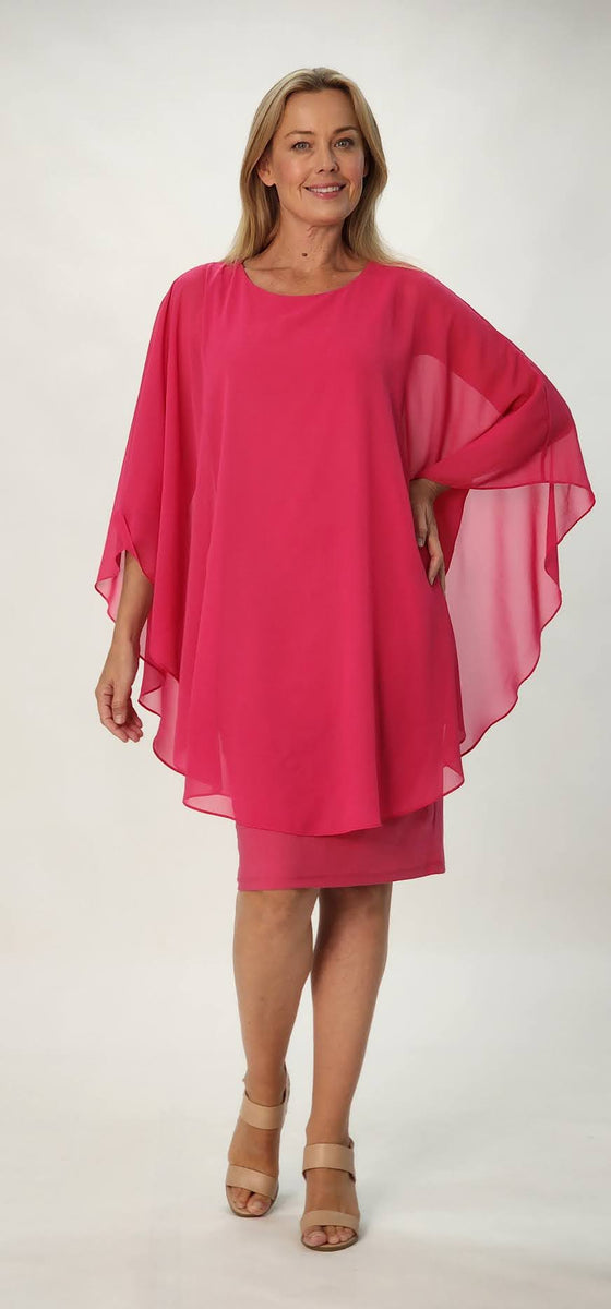 Chiffon Overlay Dress - Fushia - 31704 – WD Designs Wholesale